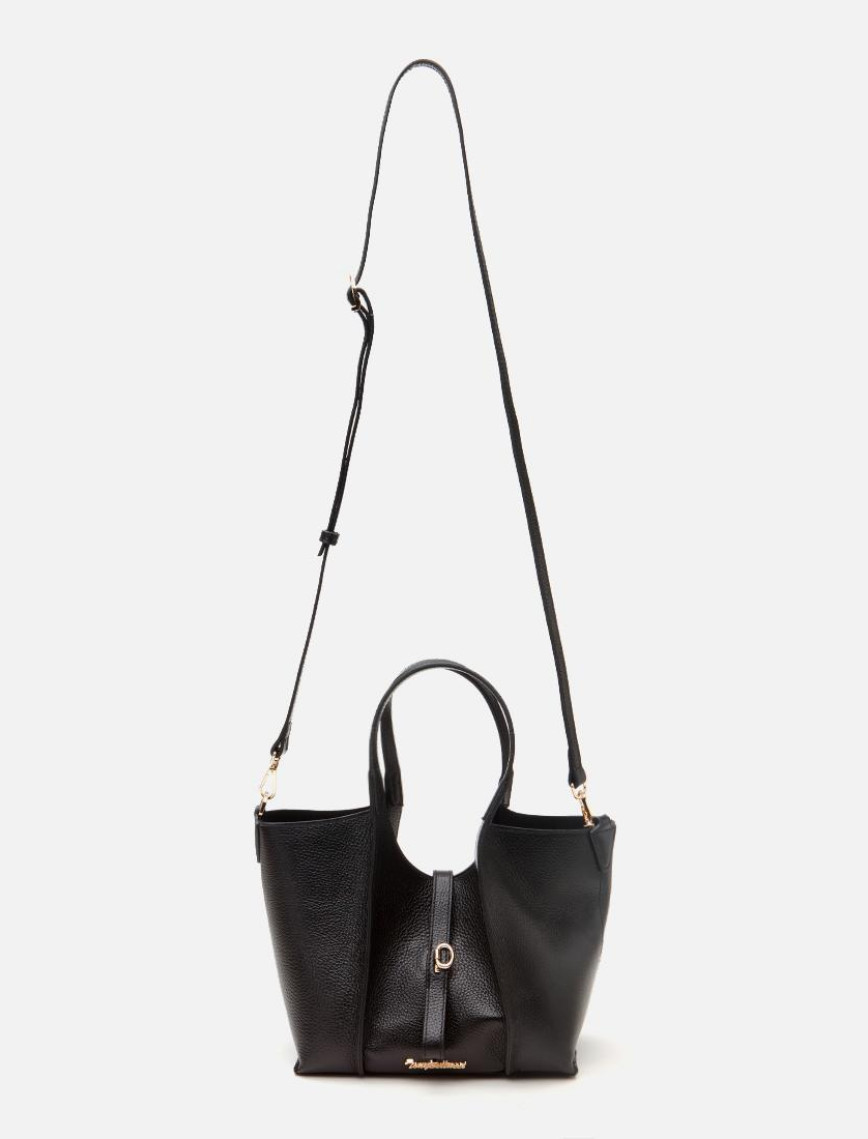 Kadın Deri Siyah Kilit Detaylı Tote Çanta Kadın Deri Siyah Kilit Detaylı Tote Çanta