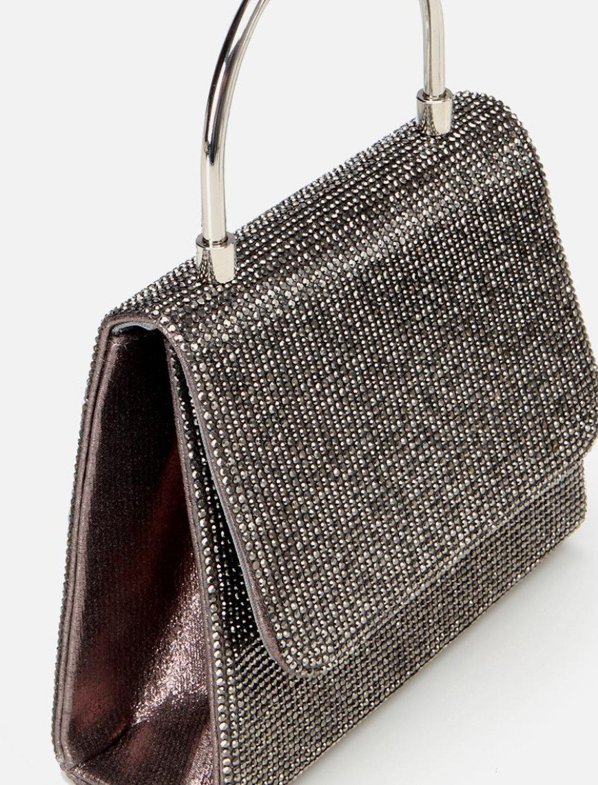 Kadın Gri Taşlı Mini Çanta Kadın Gri Taşlı Mini Çanta