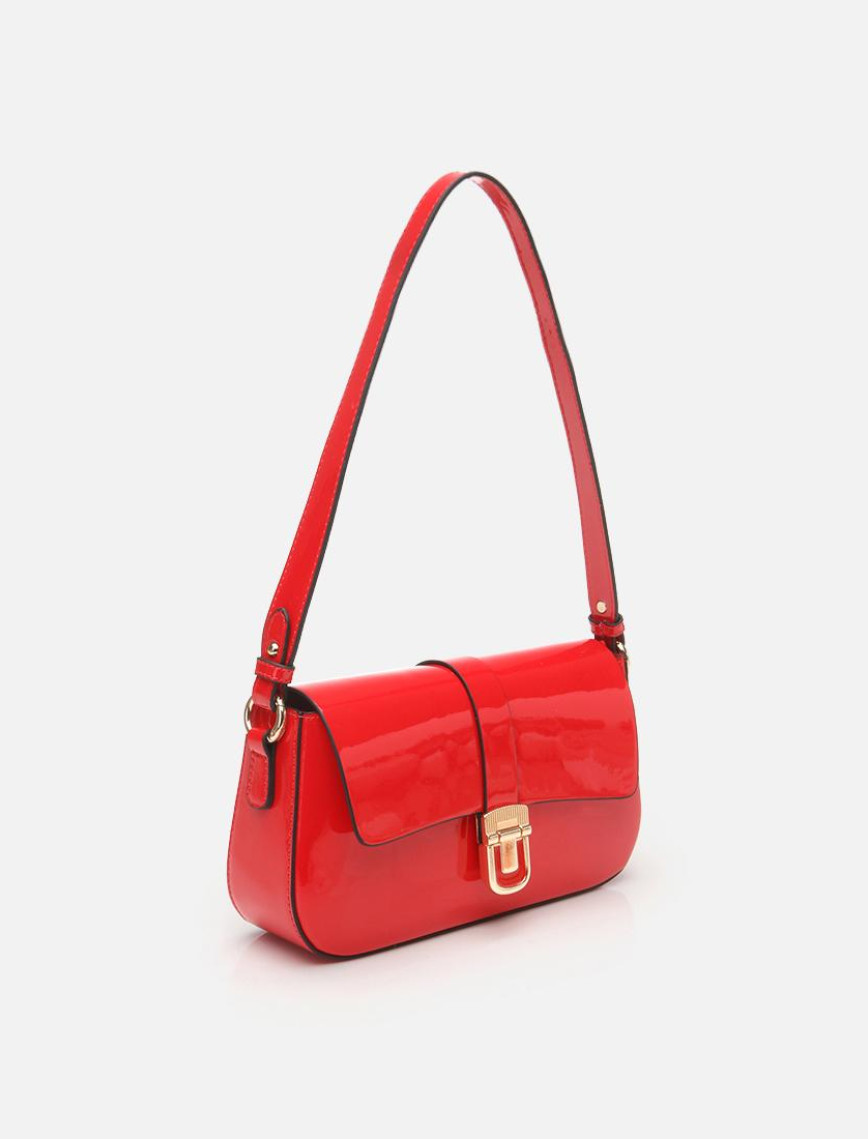 Kadın Kırmızı Kilit Detaylı Çapraz Askılı Çanta Kadın Kırmızı Kilit Detaylı Çapraz Askılı Çanta