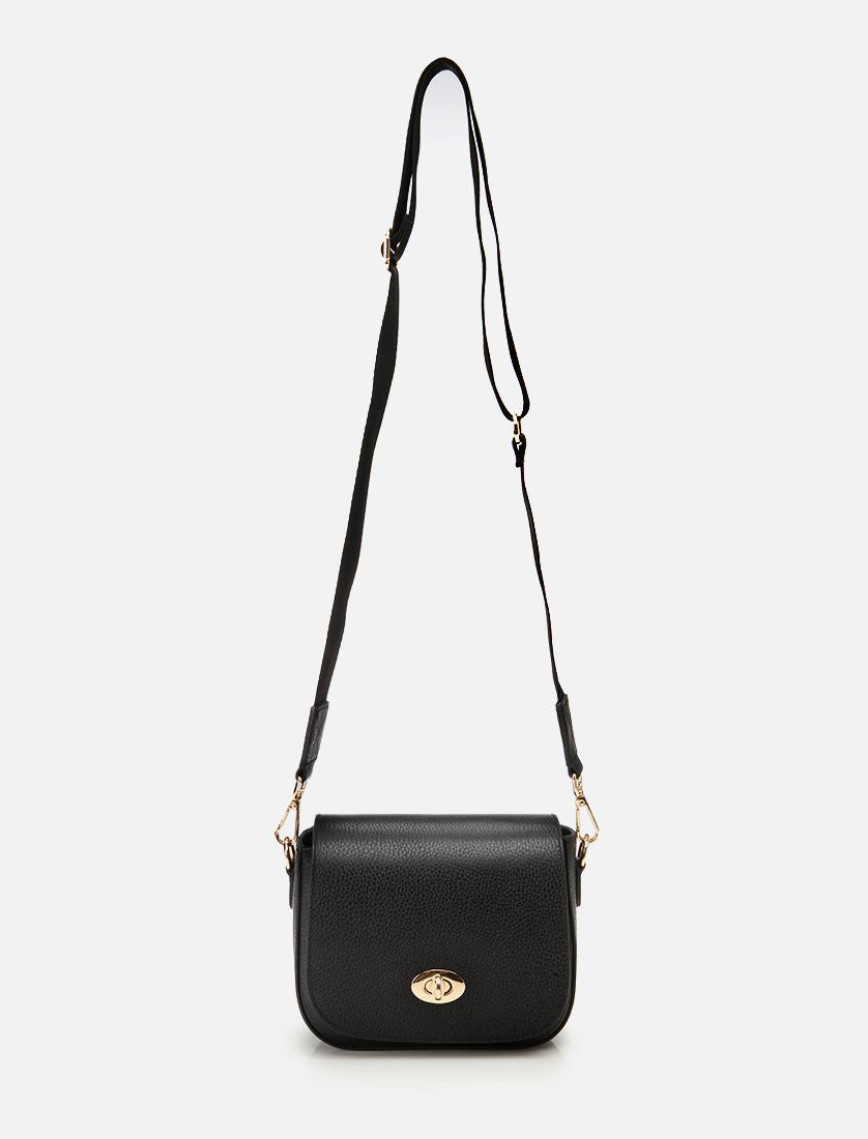 Kadın Deri Siyah Kilit Detaylı Mini Çanta Kadın Deri Siyah Kilit Detaylı Mini Çanta