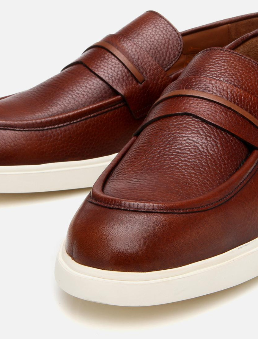 Erkek Deri Taba Ultra Hafif Tabanlı Klasik Loafer Erkek Deri Taba Ultra Hafif Tabanlı Klasik Loafer