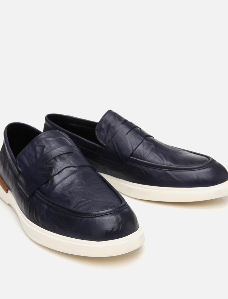 Erkek Deri Lacivert Ultra Hafif Tabanlı Klasik Loafer Erkek Deri Lacivert Ultra Hafif Tabanlı Klasik Loafer
