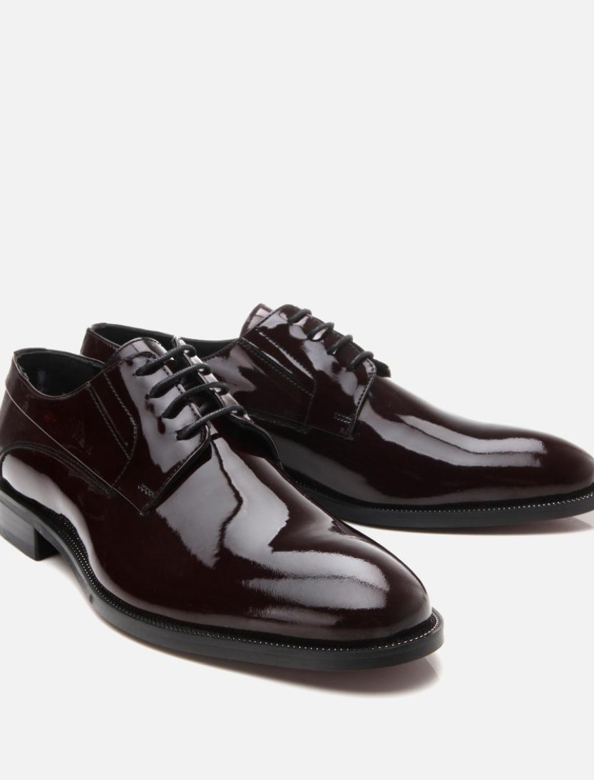 Erkek Rugan Deri Bordo Şık Klasik Ayakkabı Erkek Rugan Deri Bordo Şık Klasik Ayakkabı