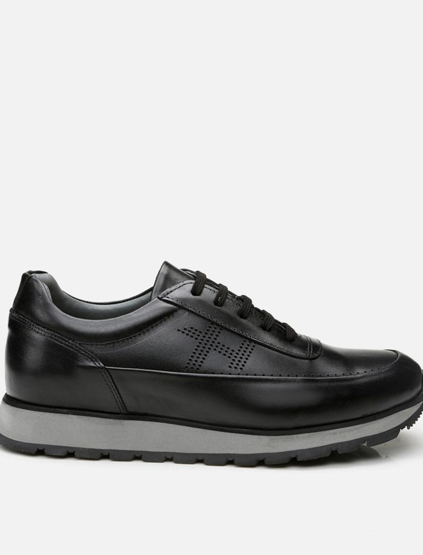 Erkek Deri Siyah Spor Ayakkabı Erkek Deri Siyah Spor Ayakkabı