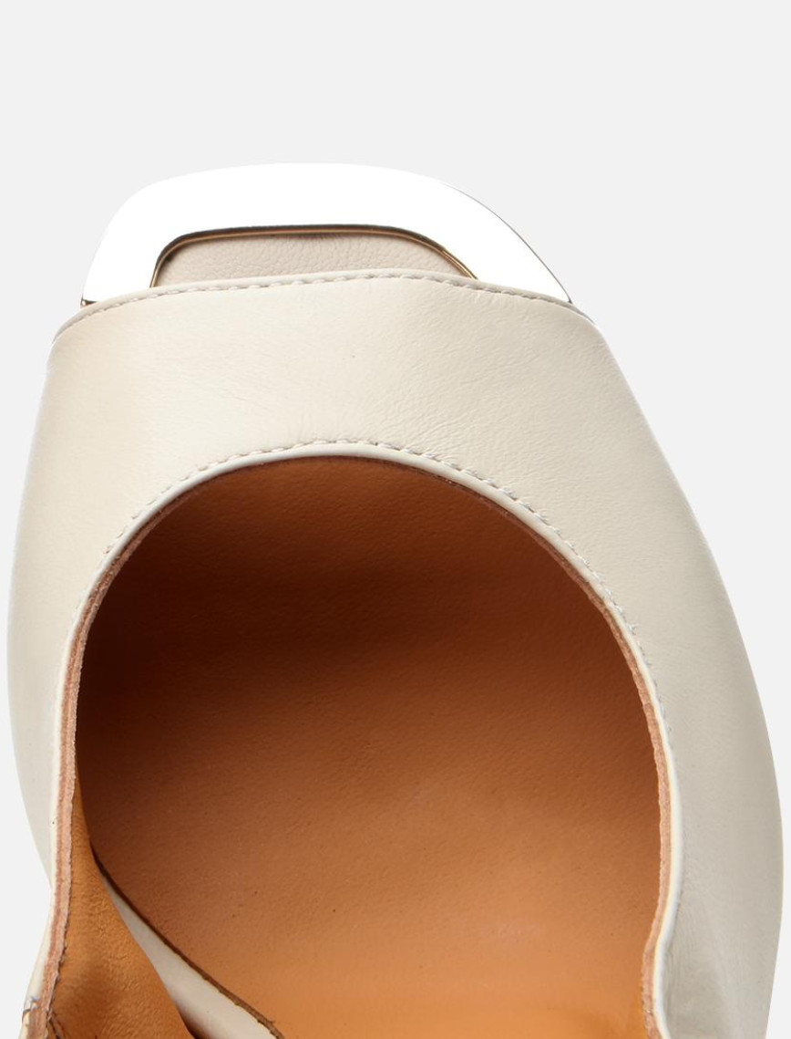 Kadın Deri Ekru Topuklu Sandalet Kadın Deri Ekru Topuklu Sandalet