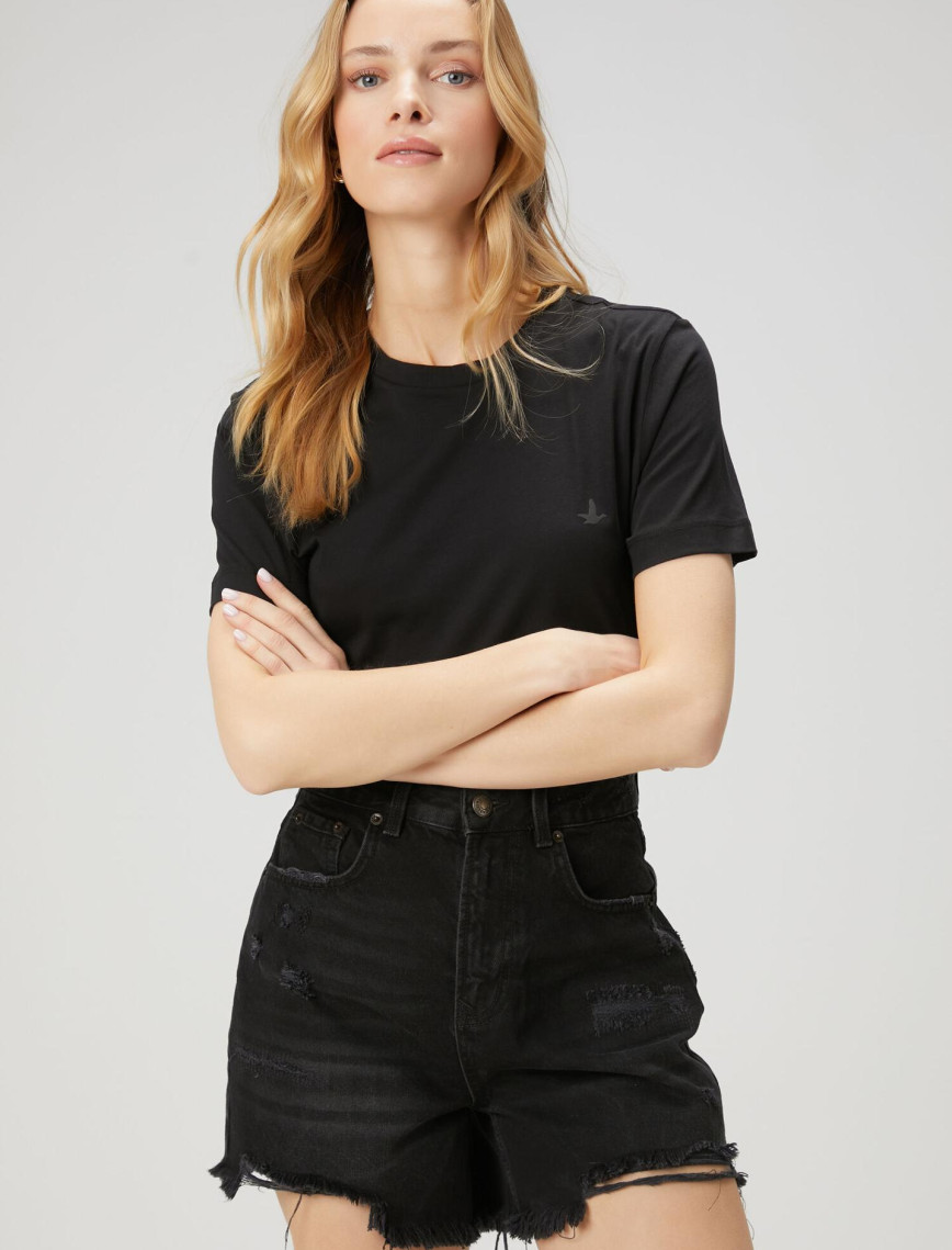 Beymen Club Kadın Kırık Beyaz Logo Detaylı Basic T-shirt Beymen Club Kadın Kırık Beyaz Logo Detaylı Basic T-shirt