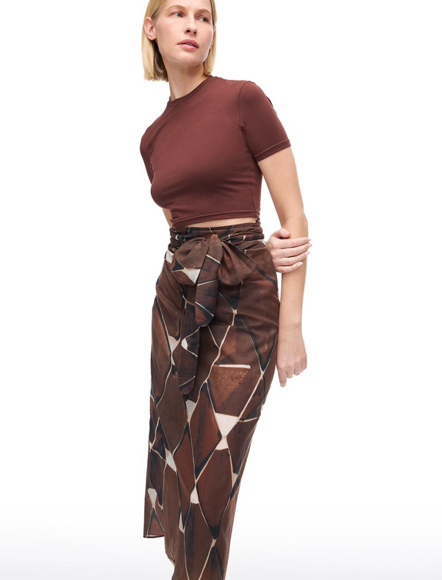 Frien Kahverengi Renk Slim Fit Bisiklet Yaka Takma Kol Tişört Frien Kahverengi Renk Slim Fit Bisiklet Yaka Takma Kol Tişört