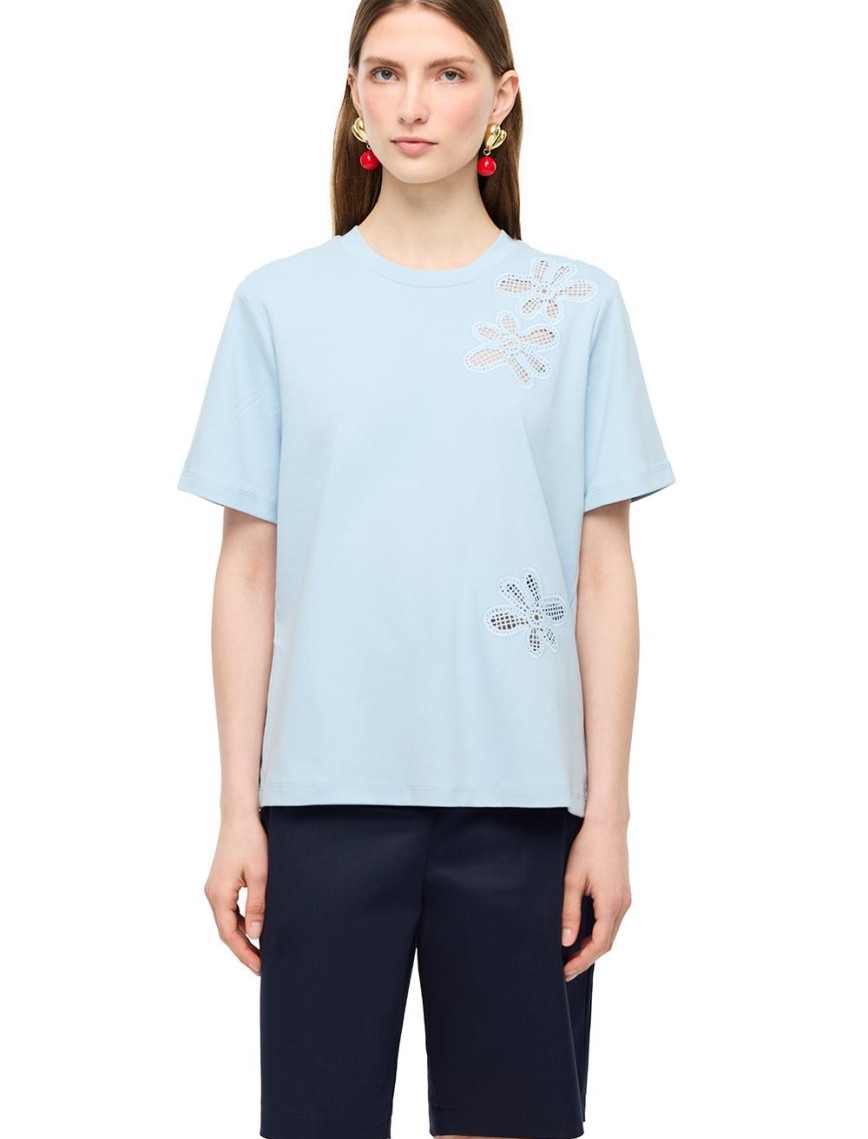 Çizgili Bisiklet Yaka Pamuklu Tişört