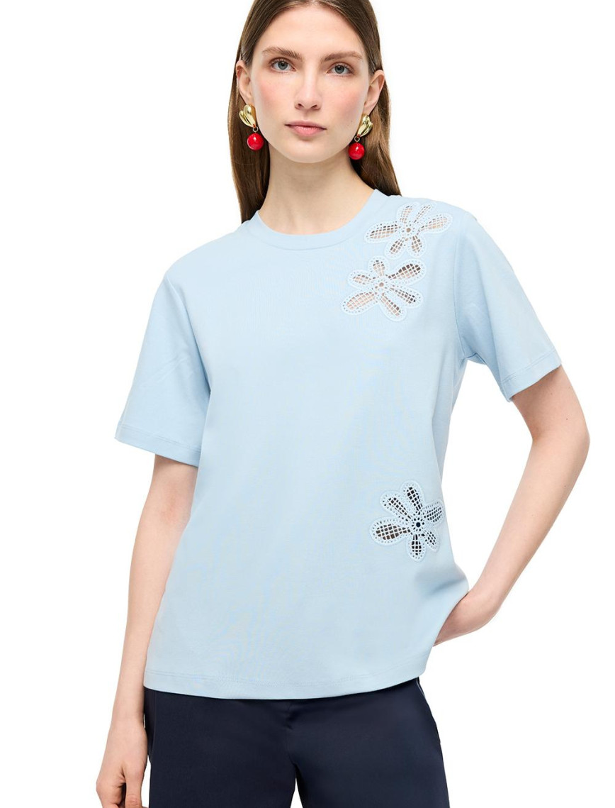 Çizgili Bisiklet Yaka Pamuklu Tişört