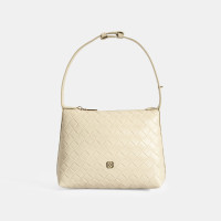 Kadın Bej Örgü Baskılı El Çantası