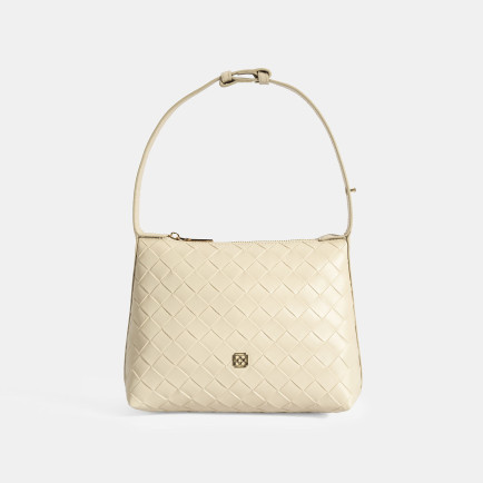 Kadın Bej Örgü Baskılı El Çantası