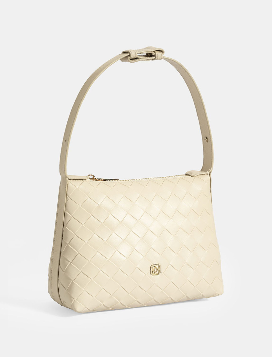 Kadın Bej Örgü Baskılı El Çantası Kadın Bej Örgü Baskılı El Çantası