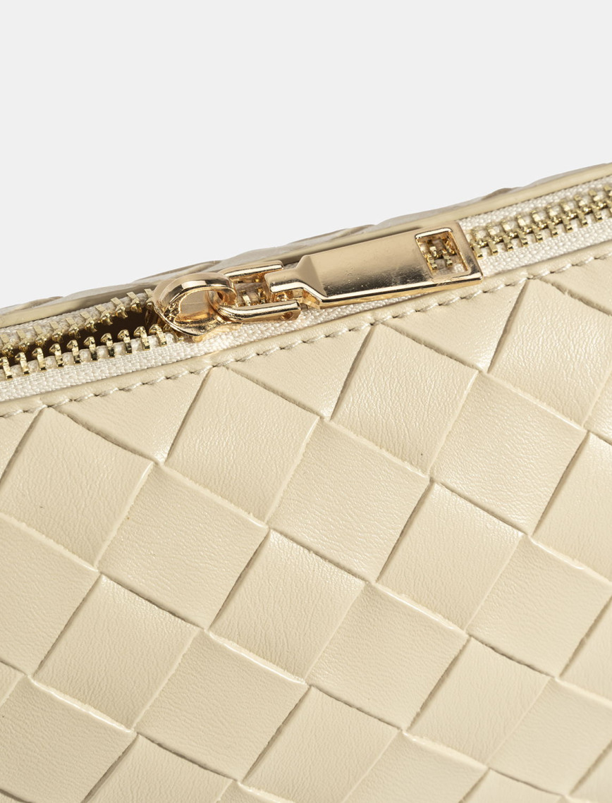 Kadın Bej Örgü Baskılı El Çantası Kadın Bej Örgü Baskılı El Çantası