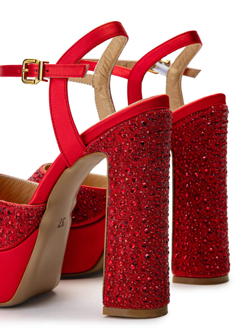 Tamer Tanca Kadın Suni Deri Kırmızı Topuklu Ayakkabı