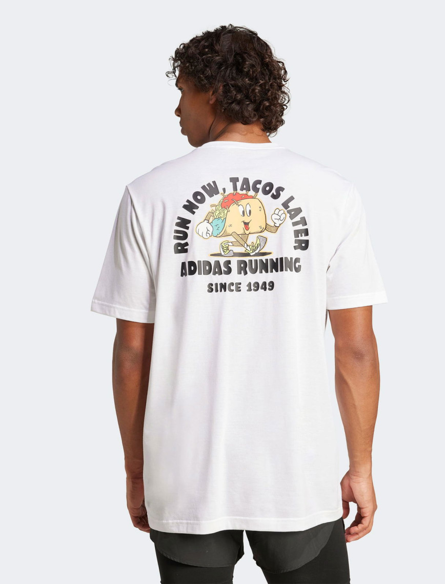 adidas Koşu Sonrasi Taco Grafikli Erkek Beyaz Koşu T-Shirt adidas Koşu Sonrasi Taco Grafikli Erkek Beyaz Koşu T-Shirt