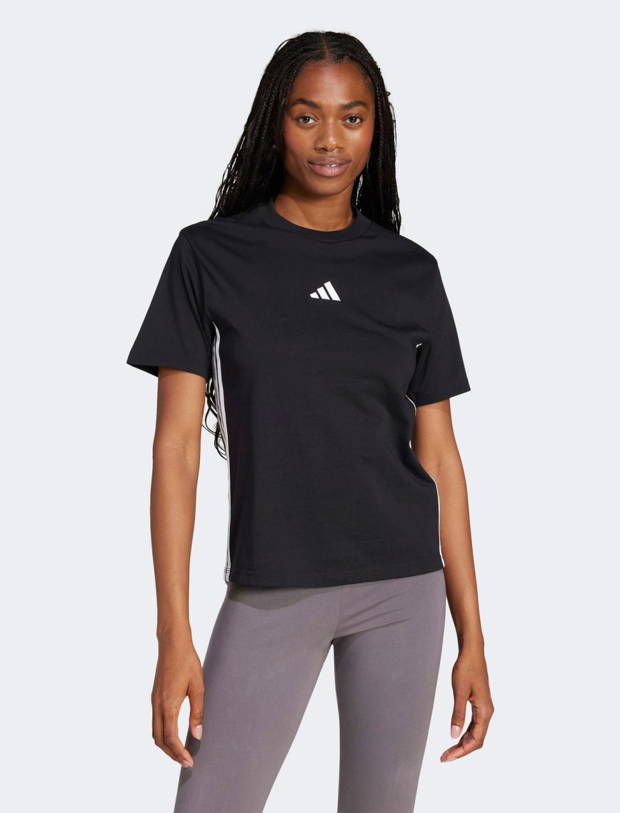 adidas Essentials 3 Stripes Cotton Kadın Siyah T-Shirt adidas Essentials 3 Stripes Cotton Kadın Siyah T-Shirt