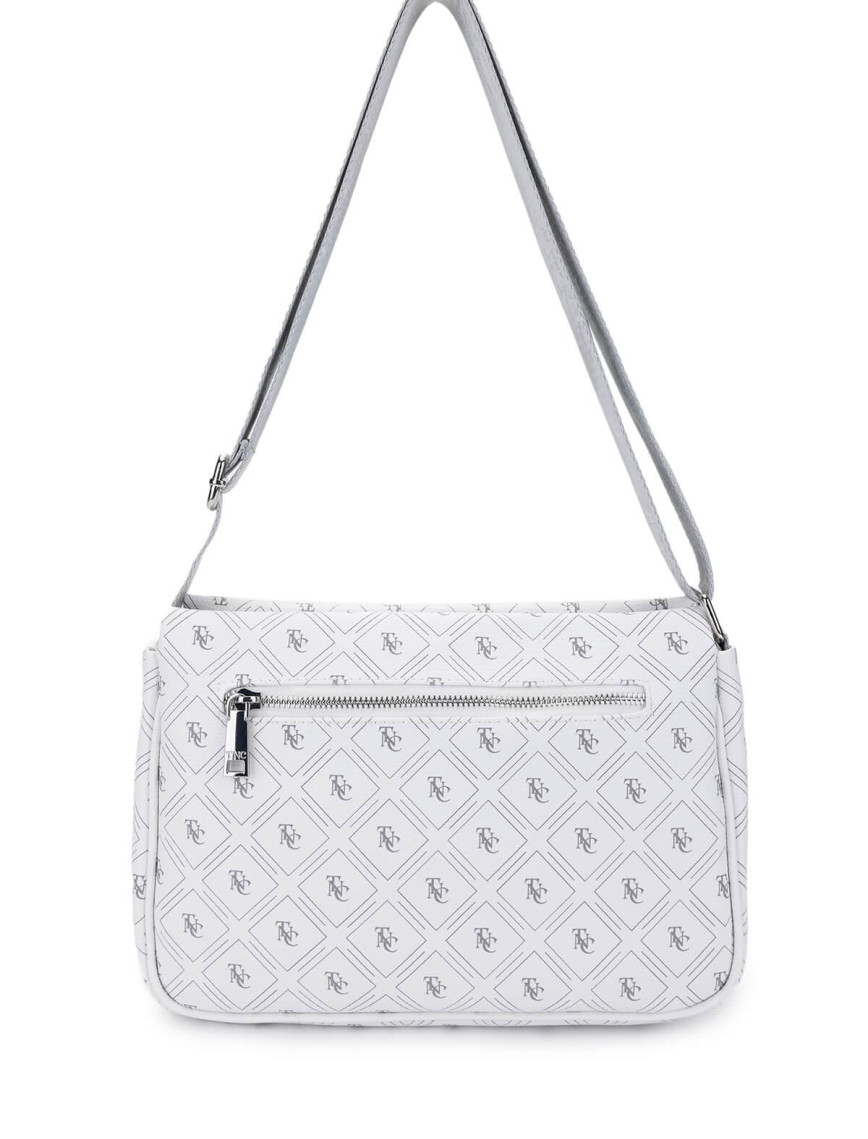 Tamer Tanca Kadın Vegan Beyaz Desen Omuz Çanta