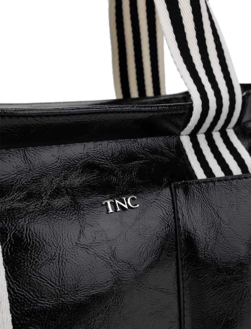 Tamer Tanca Kadın Vegan Siyah Rugan Omuz Çanta Tamer Tanca Kadın Vegan Siyah Rugan Omuz Çanta