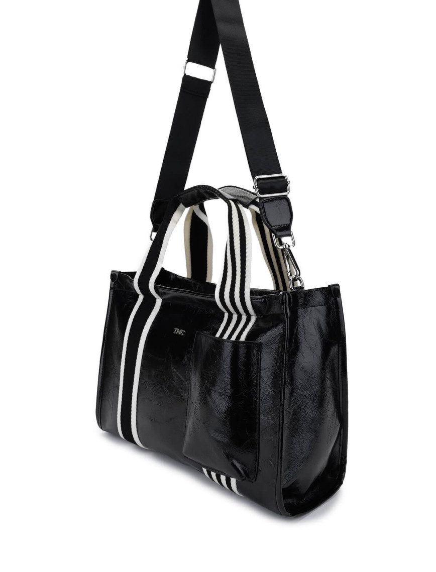 Tamer Tanca Kadın Vegan Siyah Rugan Omuz Çanta Tamer Tanca Kadın Vegan Siyah Rugan Omuz Çanta