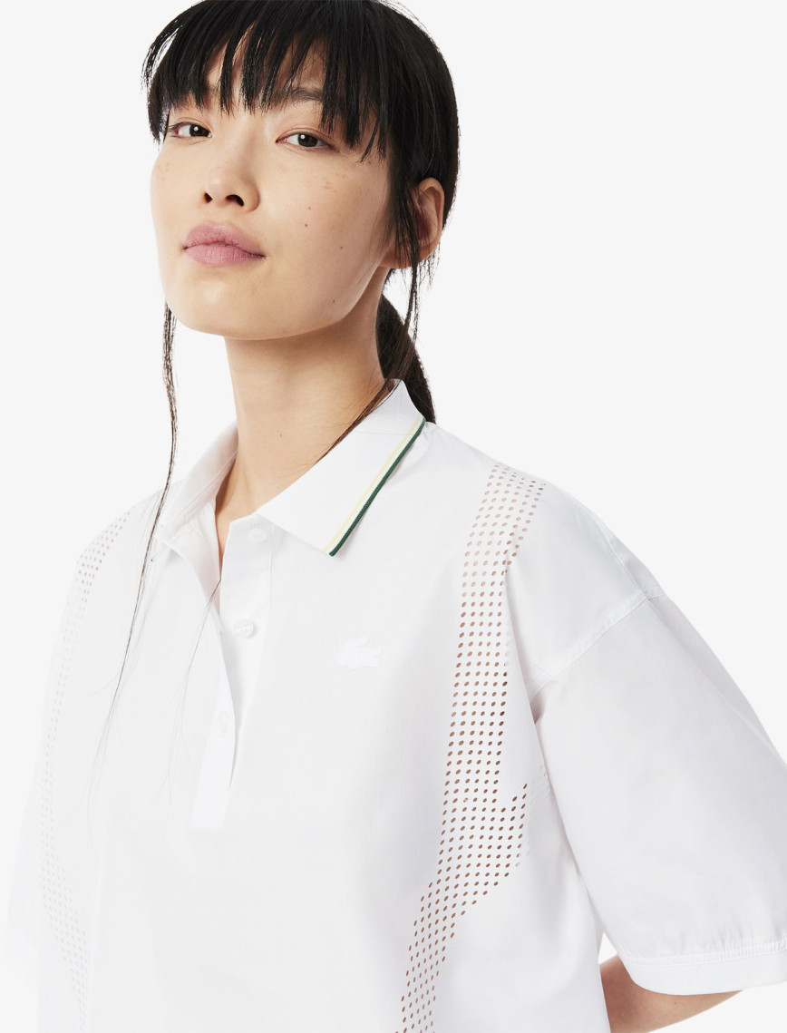 Lacoste Kadın Oversize Fit Kısa Kollu Beyaz Polo Lacoste Kadın Oversize Fit Kısa Kollu Beyaz Polo