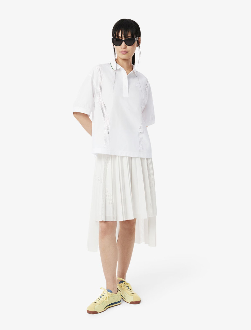 Lacoste Kadın Oversize Fit Kısa Kollu Beyaz Polo Lacoste Kadın Oversize Fit Kısa Kollu Beyaz Polo