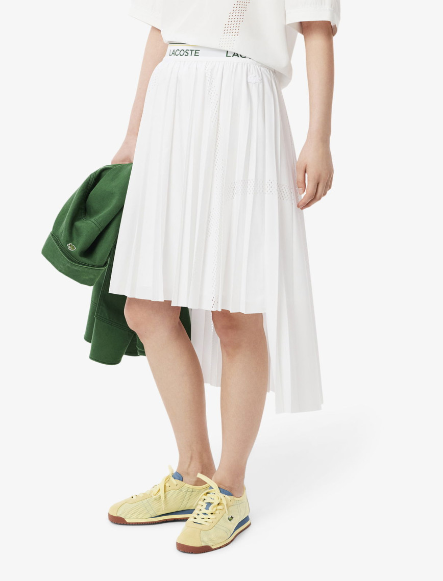 Lacoste Kadın Flare Fit Pileli Beyaz Etek Lacoste Kadın Flare Fit Pileli Beyaz Etek