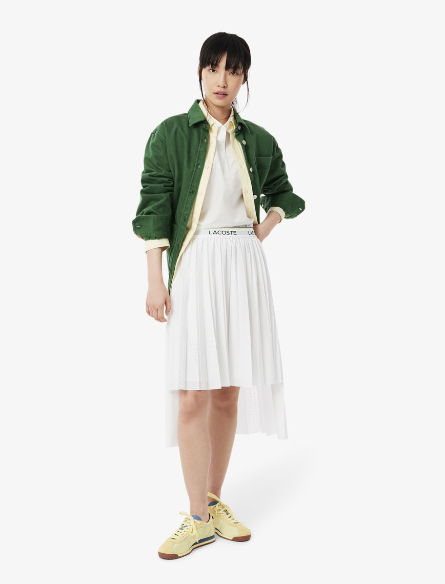 Lacoste Kadın Flare Fit Pileli Beyaz Etek Lacoste Kadın Flare Fit Pileli Beyaz Etek