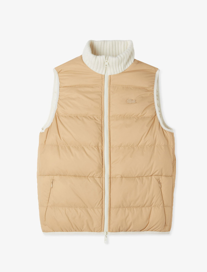 Lacoste Kadın Kapitone Regular Fit Dik Yaka Çift Taraflı Beyaz Yelek