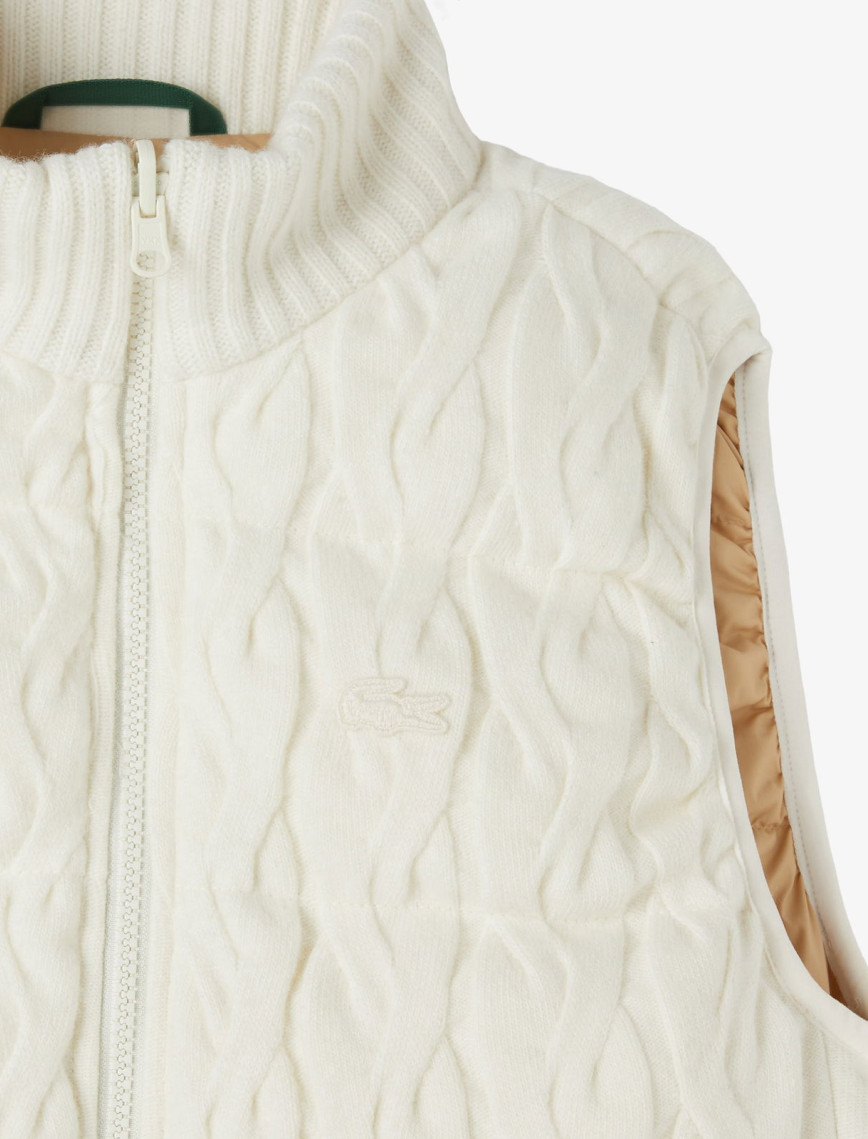 Lacoste Kadın Kapitone Regular Fit Dik Yaka Çift Taraflı Beyaz Yelek