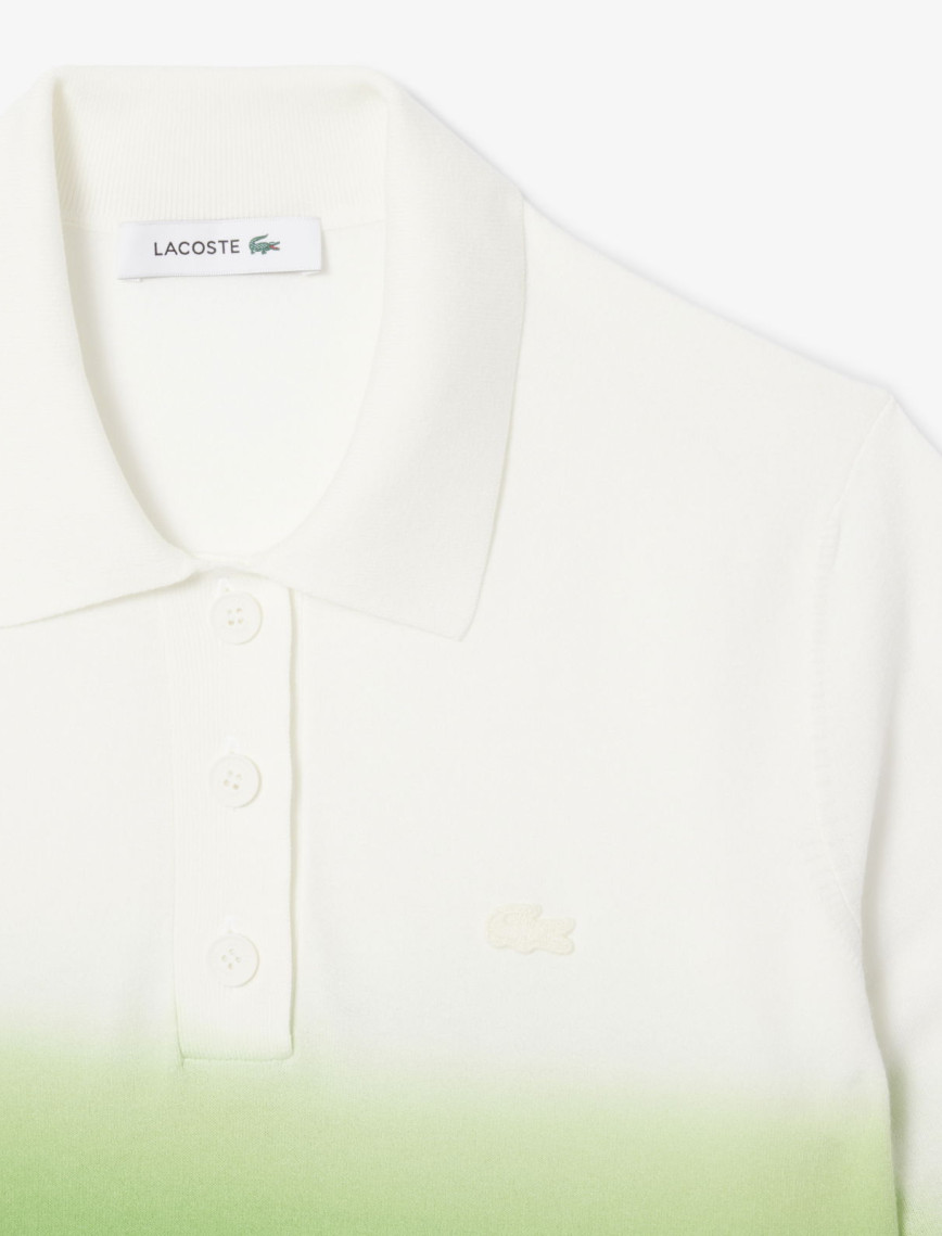 Lacoste Kadın Classic Fit Kısa Kollu Polo Yaka Renk Bloklu Yeşil Triko Lacoste Kadın Classic Fit Kısa Kollu Polo Yaka Renk Bloklu Yeşil Triko