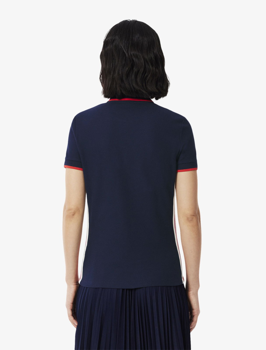 Lacoste Kadın Slim Fit Renk Bloklu Lacivert Polo Lacoste Kadın Slim Fit Renk Bloklu Lacivert Polo