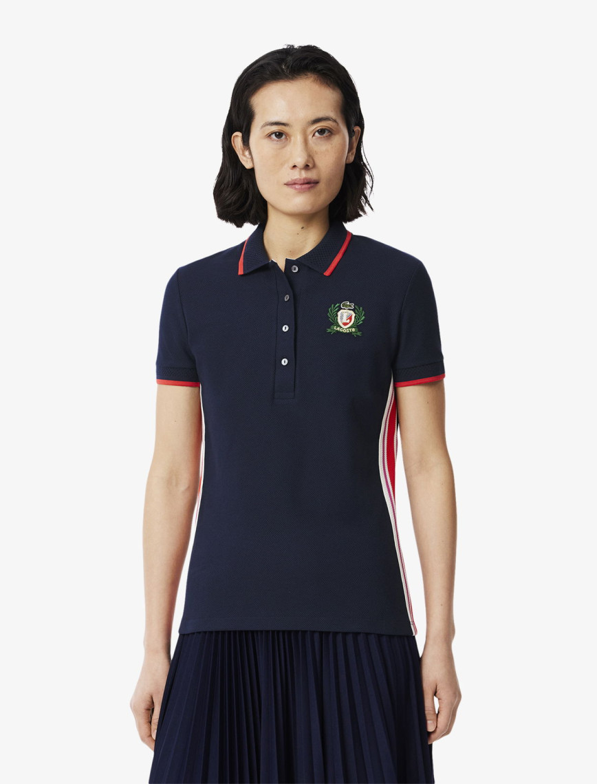 Lacoste Kadın Slim Fit Renk Bloklu Lacivert Polo Lacoste Kadın Slim Fit Renk Bloklu Lacivert Polo