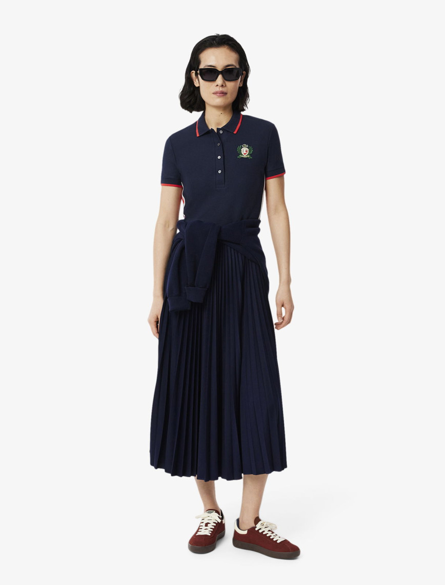 Lacoste Kadın Slim Fit Renk Bloklu Lacivert Polo Lacoste Kadın Slim Fit Renk Bloklu Lacivert Polo