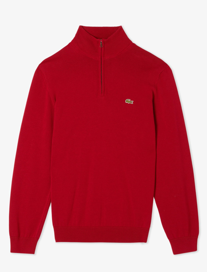 Lacoste Erkek Regular Fit Yarım Fermuarlı Kırmızı Kazak Lacoste Erkek Regular Fit Yarım Fermuarlı Kırmızı Kazak