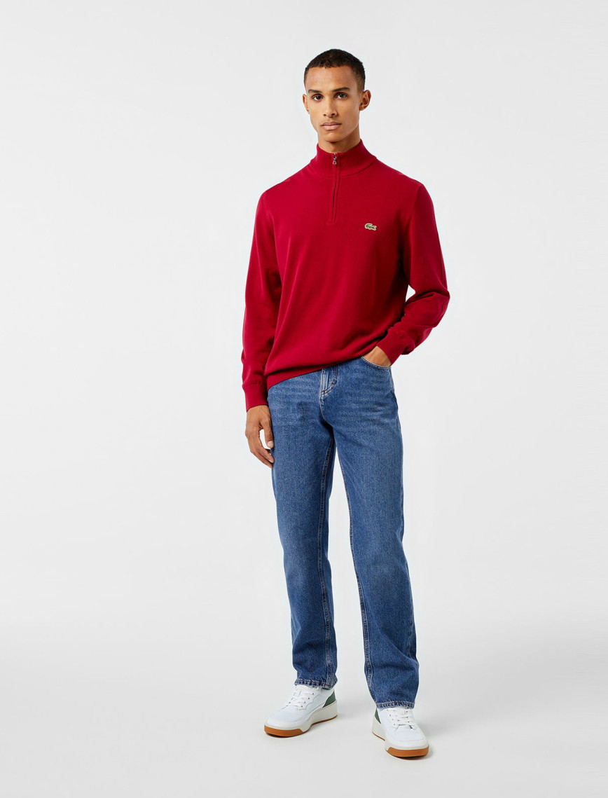 Lacoste Erkek Regular Fit Yarım Fermuarlı Kırmızı Kazak Lacoste Erkek Regular Fit Yarım Fermuarlı Kırmızı Kazak