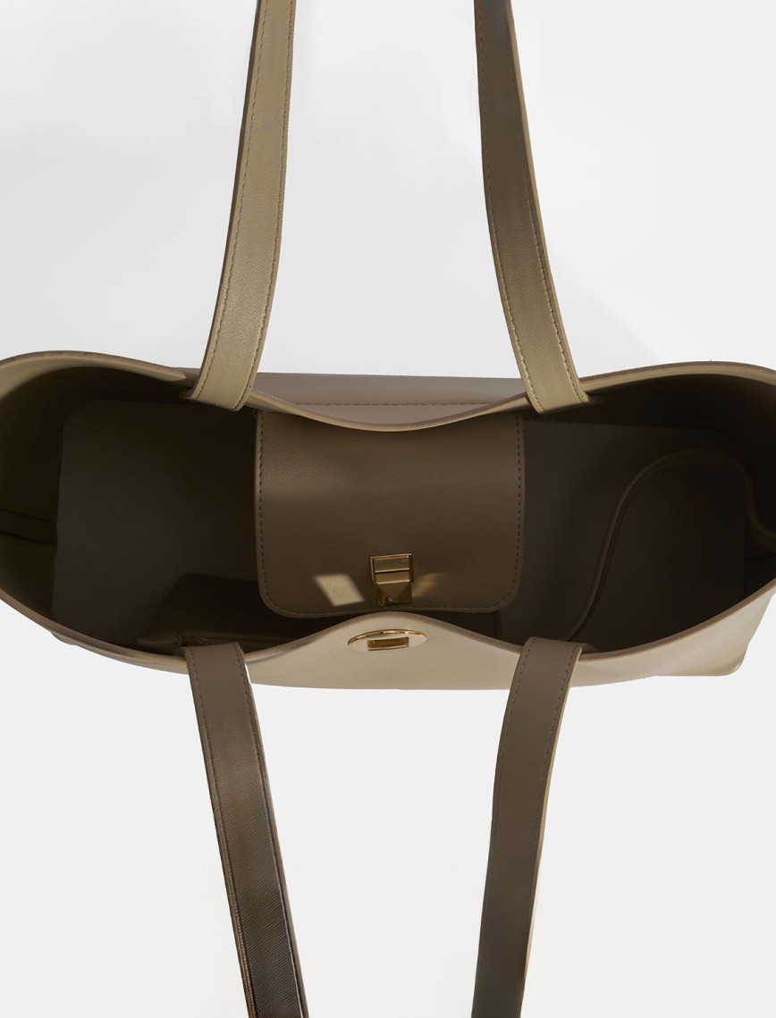 Kadın Bej Cüzdan Aksesuarlı Omuz Çantası Kadın Bej Cüzdan Aksesuarlı Omuz Çantası