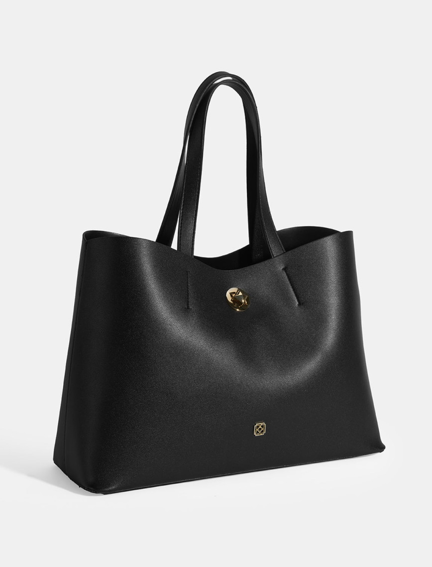 Kadın Siyah Cüzdan Aksesuarlı Omuz Çantası Kadın Siyah Cüzdan Aksesuarlı Omuz Çantası