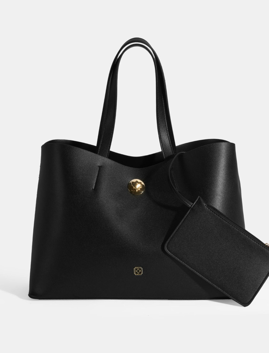 Kadın Siyah Cüzdan Aksesuarlı Omuz Çantası Kadın Siyah Cüzdan Aksesuarlı Omuz Çantası