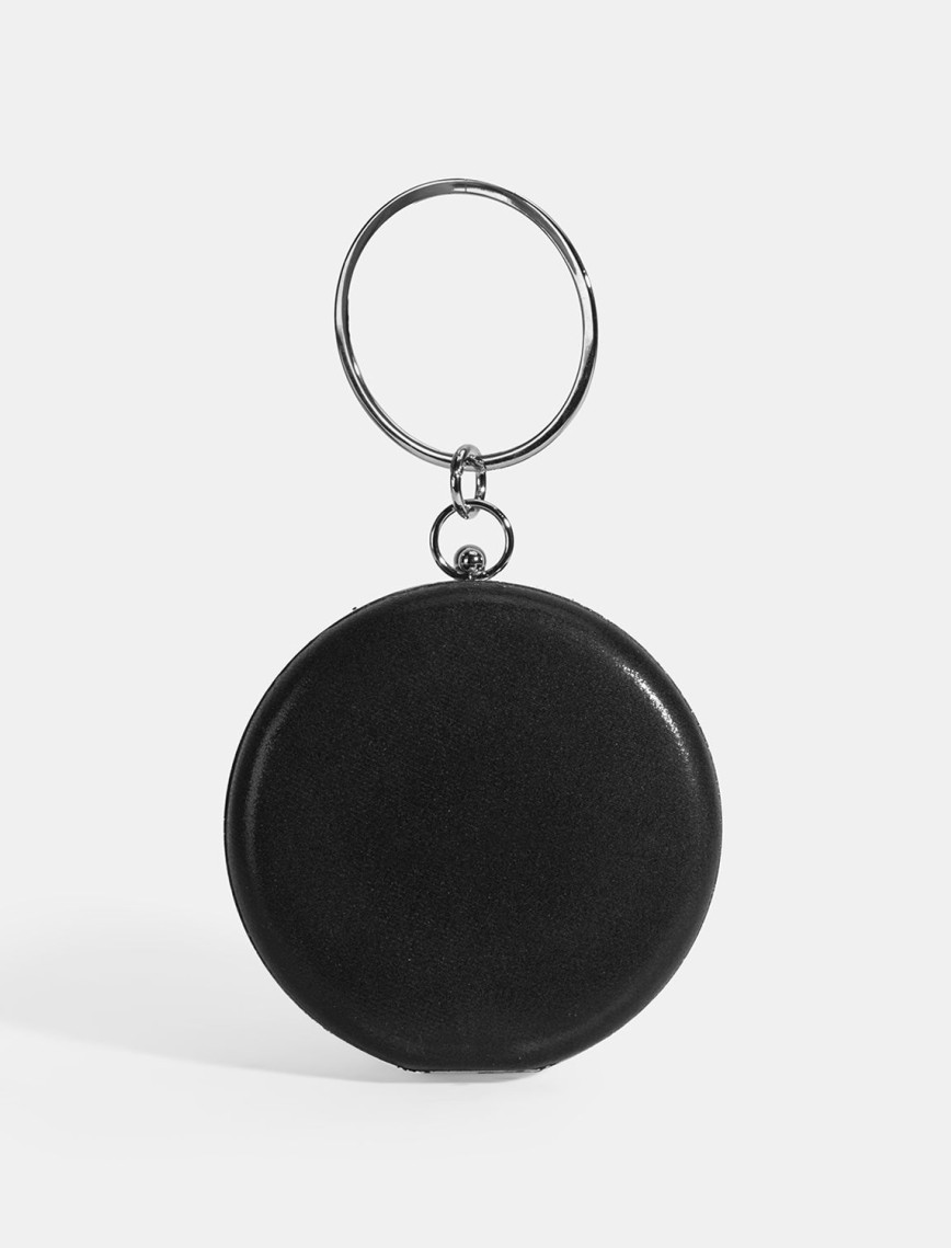 Kadın Siyah Taş Detaylı Gece El Çantası Kadın Siyah Taş Detaylı Gece El Çantası