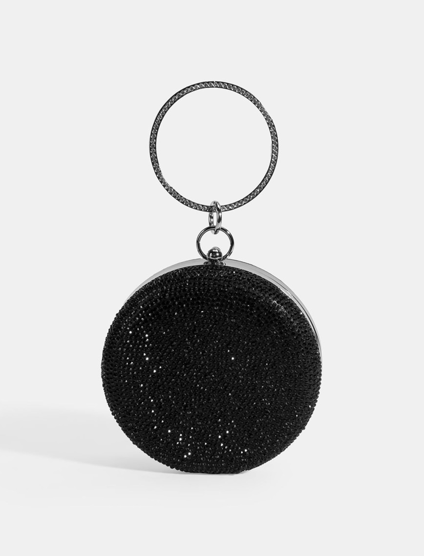 Kadın Siyah Taş Detaylı Gece El Çantası Kadın Siyah Taş Detaylı Gece El Çantası