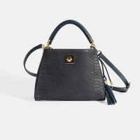 Kadın Lacivert Püskül Aksesuarlı Deri El Çantası