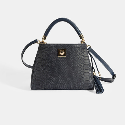 Kadın Lacivert Püskül Aksesuarlı Deri El Çantası