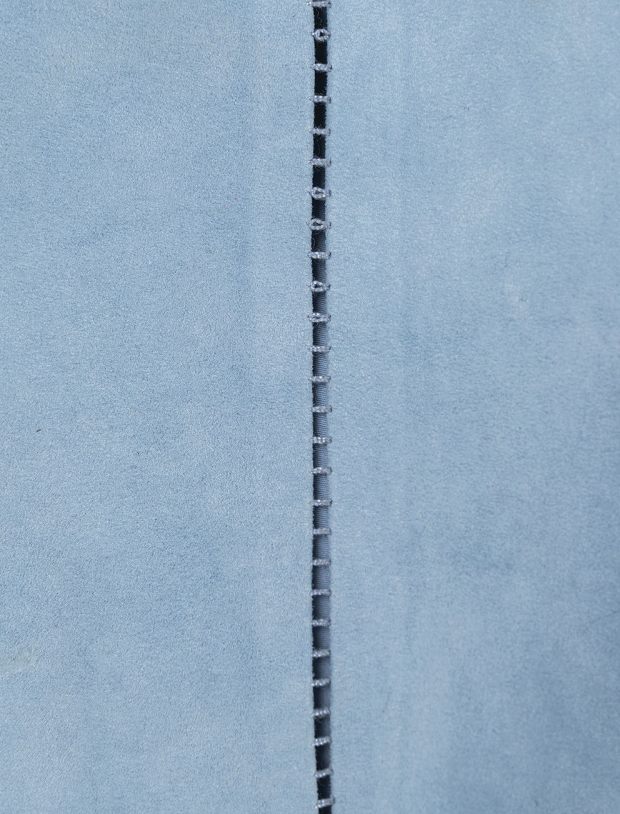 Kadın Mavi Askılı V Yaka Süet Bluz