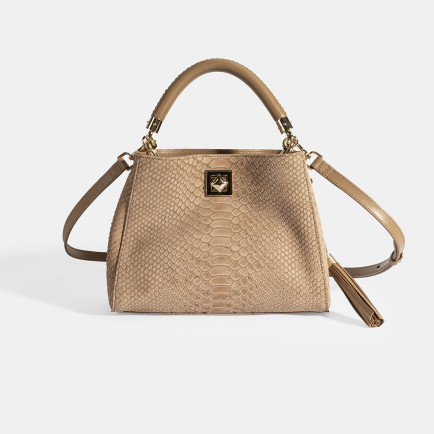 Kadın Taba Püskül Aksesuarlı Deri El Çantası