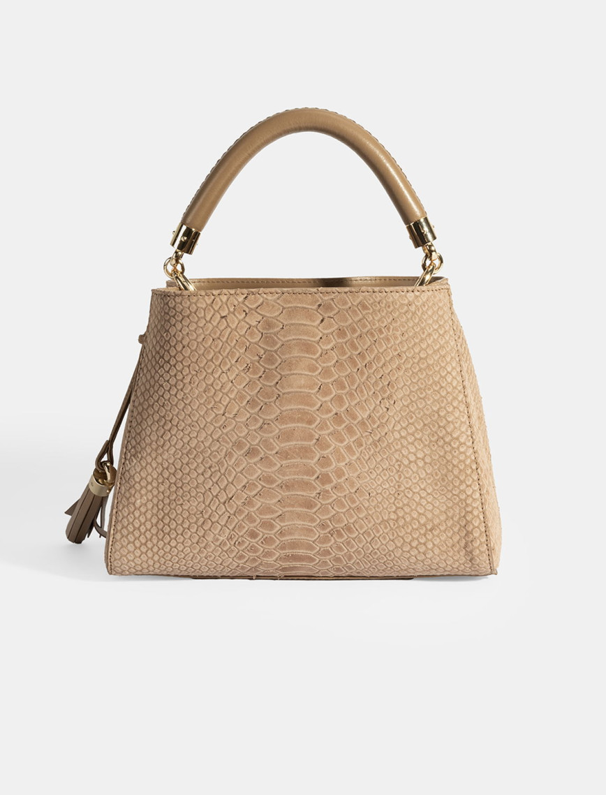 Kadın Taba Püskül Aksesuarlı Deri El Çantası