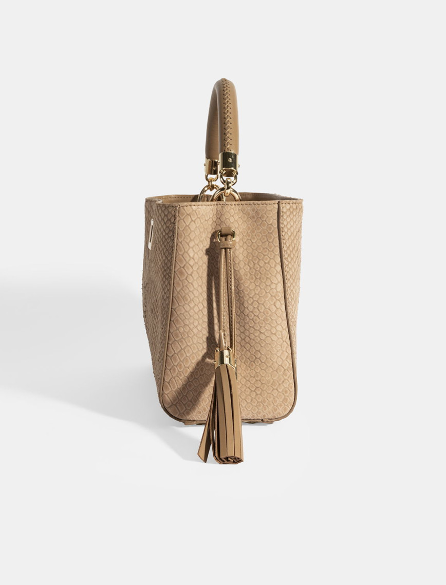 Kadın Taba Püskül Aksesuarlı Deri El Çantası