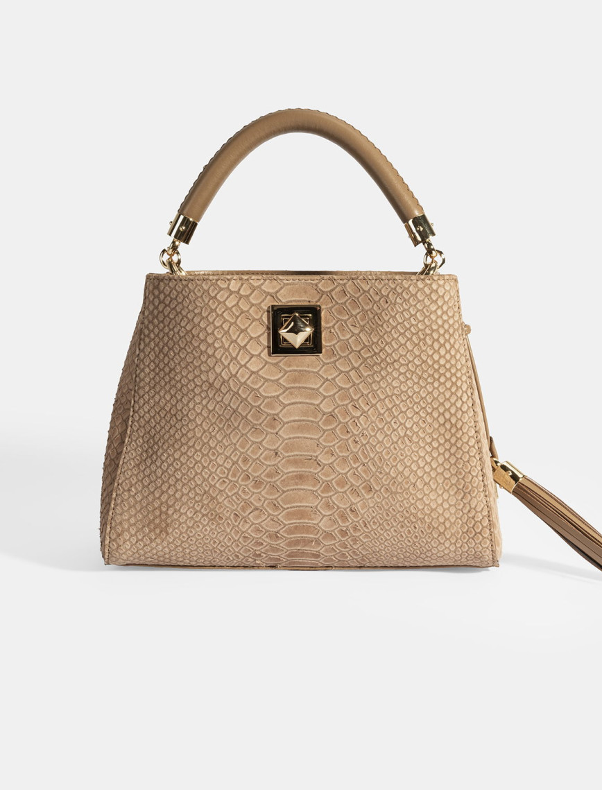 Kadın Taba Püskül Aksesuarlı Deri El Çantası