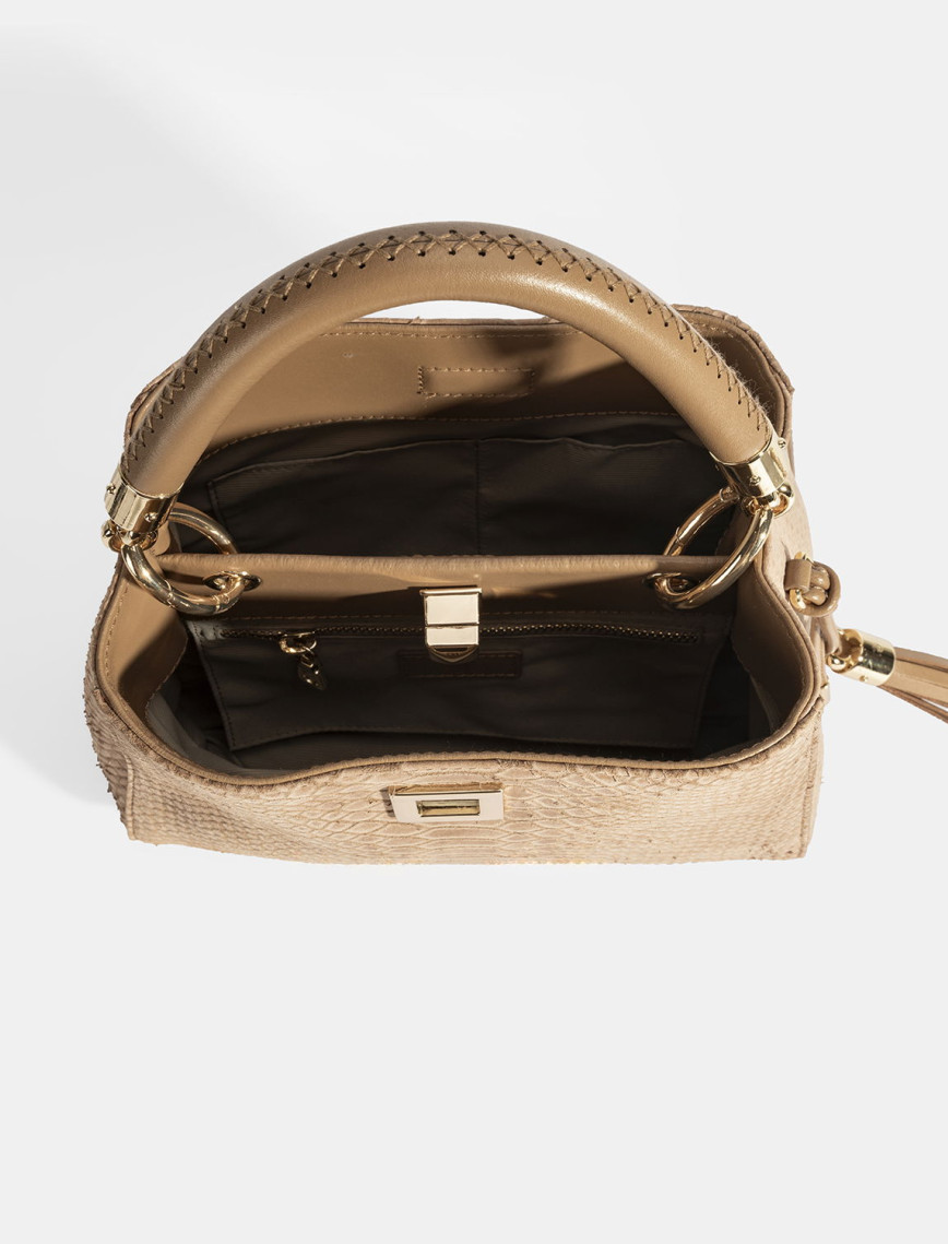 Kadın Taba Püskül Aksesuarlı Deri El Çantası