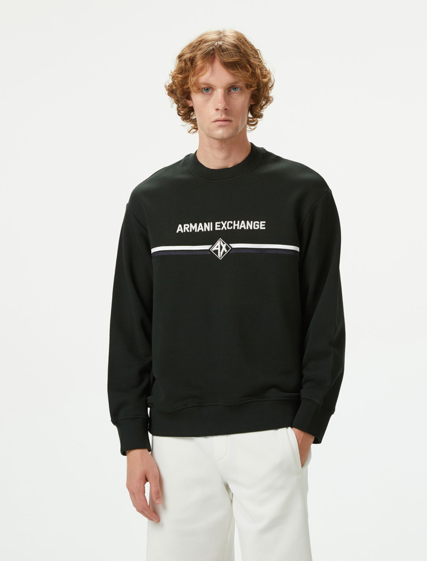 Armani Exchange Erkek Siyah Bisiklet Yaka Sweatshirt