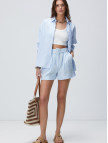 Network Kadın Açık Mavi Keten Şort Network Kadın Açık Mavi Keten Şort